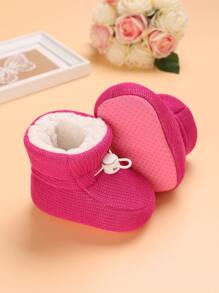 Baby Drawstring Design Thermal Lined Snow Boots - Hot Pink - View 2
