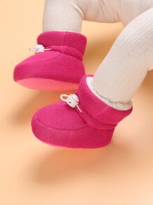 Baby Drawstring Design Thermal Lined Snow Boots - Hot Pink - View 5