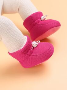 Baby Drawstring Design Thermal Lined Snow Boots - Hot Pink - View 6