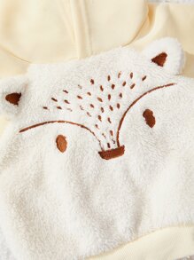 嬰兒卡通刺繡3D耳朵設計連帽衫和運動褲 - 杏色 - 查看 5