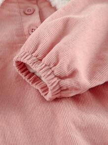 小女童字母刺繡水手領荷葉邊連衣裙