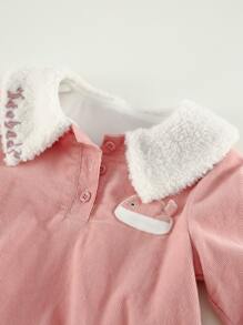 小女童字母刺繡水手領荷葉邊連衣裙