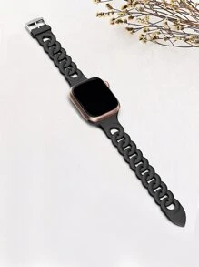 Silicone Watchband Compatible With Apple Watch - Black - View 2