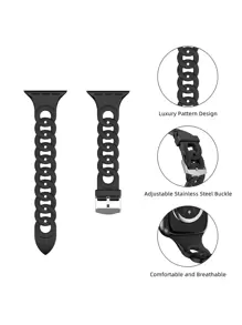 Silicone Watchband Compatible With Apple Watch - Black - View 3