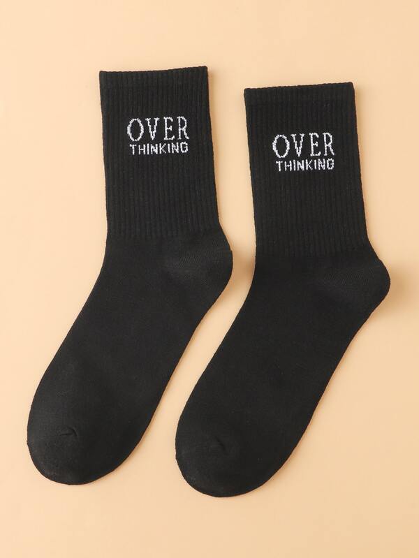 Letter Graphic Crew Socks SHEIN USA
