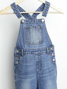 SHEIN Tween Girl Cat Whisker Washed Denim Overalls Chic Outfits For Spring/Autumn/Winter