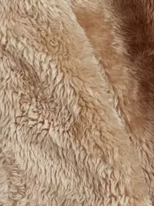 SHEIN Baby Boy Antler Print Teddy Lined Zipper Hooded Jacket - Black - View 5