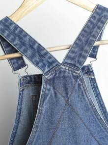 SHEIN Tween Girl Cat Whisker Washed Denim Overalls Chic Outfits For Spring/Autumn/Winter