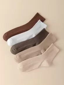 5雙素色中筒襪 - 彩色 - 查看 1