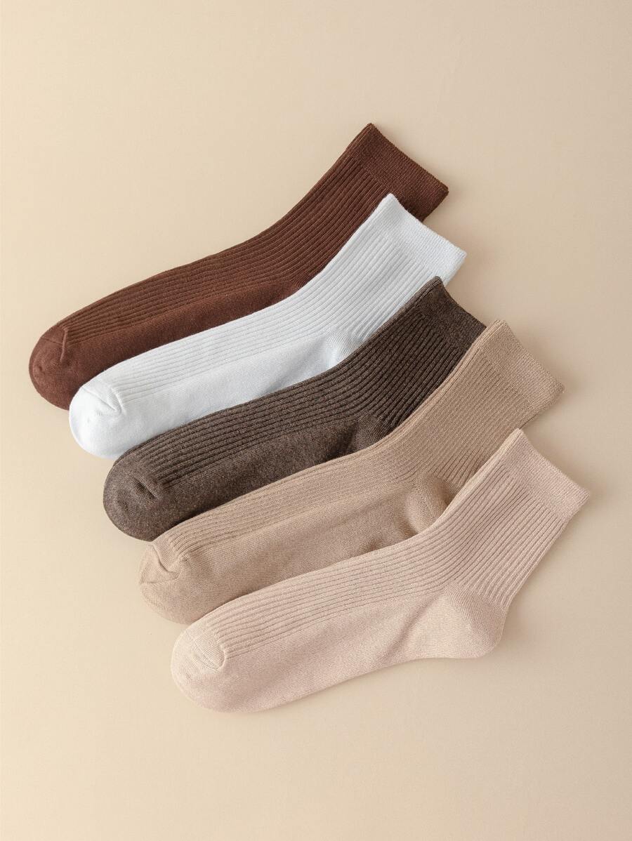 5雙素色中筒襪 - 彩色 - 查看 1