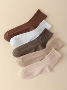 5雙素色中筒襪 - 彩色 - 查看 3