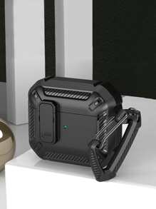 Compatible With AirPods Pro 2nd Generation Case /AirPods Pro 1st Generation Case Cover, Magnetic Lock Shockproof Protective Case Compatible With Apple AirPods Pro With Keychain Men Women[Front LED Visible] For AirPods1/2 AirPods Pro - Black - View 1