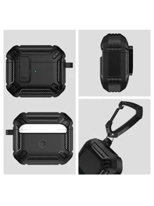 Compatible With AirPods Pro 2nd Generation Case /AirPods Pro 1st Generation Case Cover, Magnetic Lock Shockproof Protective Case Compatible With Apple AirPods Pro With Keychain Men Women[Front LED Visible] For AirPods1/2 AirPods Pro - Black - View 3