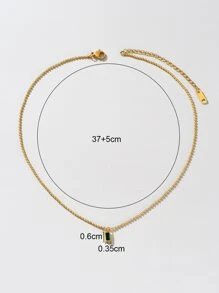 18k 鍍金,低調奢華,小號綠石吊墜不銹鋼金方形綠石吊墜項鍊,日常佩戴和送給朋友的節日禮物 - 金黃色 - 查看 5