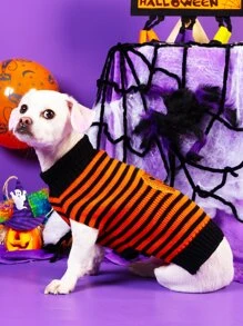 Halloween Pumpkin Print Pet Sweater - Multicolor - View 3