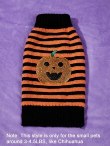 Halloween Pumpkin Print Pet Sweater - Multicolor - View 6