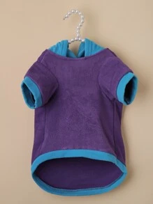 1pc Paw & Letter Embroidered Pet Hoodie - Purple - View 3