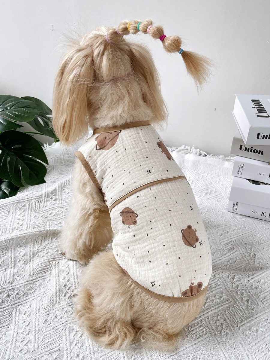 1入組小熊印花寵物背心 - 彩色 - 查看 1