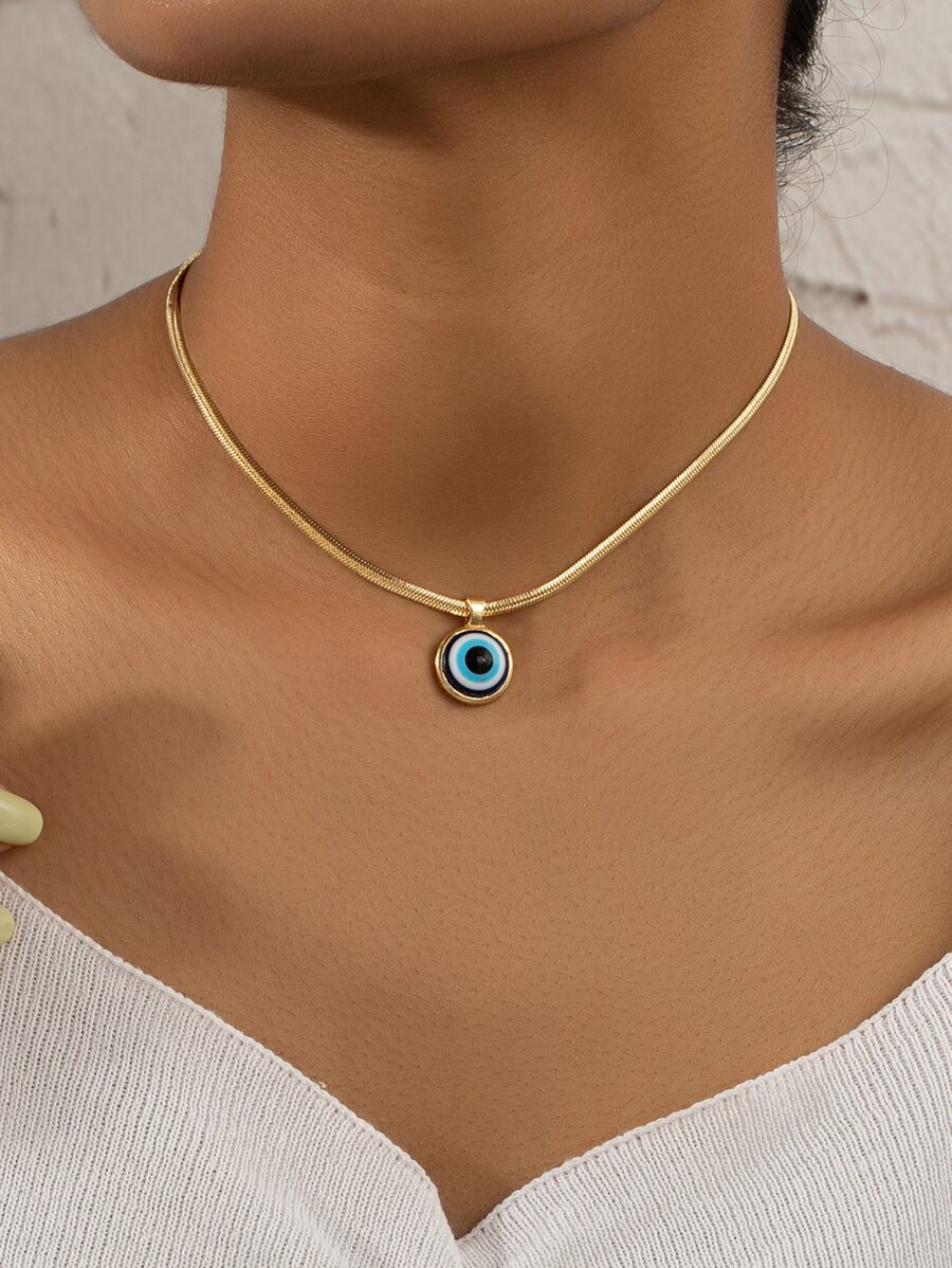 Evil Eye Pendant Necklace - Multicolor - View 1