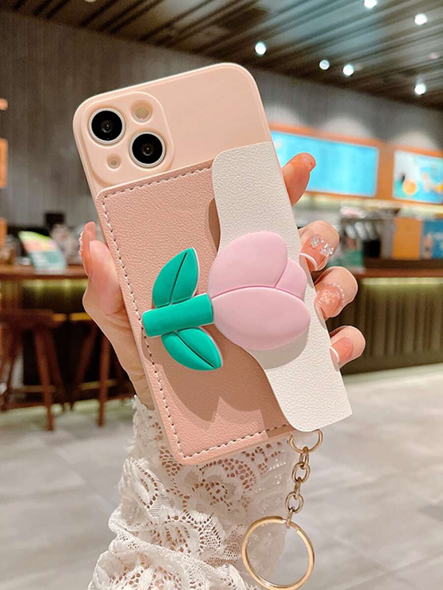 Chủ thẻ Tulip Hộp đựng điện thoại trang trí - Hồng - Xem 1