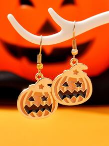 Halloween Pumpkin Drop Earrings - Multicolor - View 1