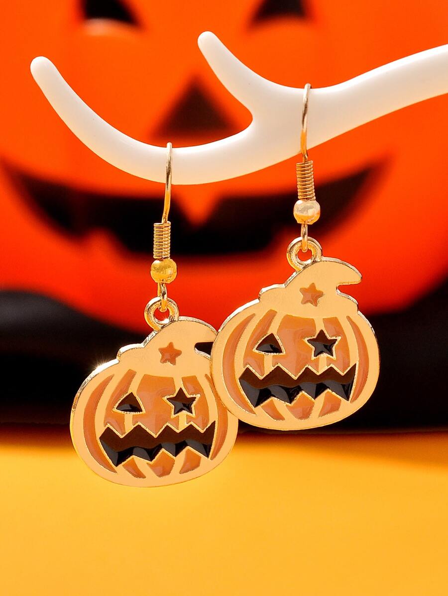 Halloween Pumpkin Drop Earrings - Multicolor - View 1