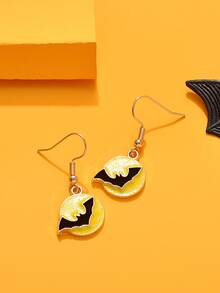 Halloween Bat Decor Round Drop Earrings - Multicolor - View 2