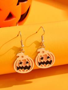 Halloween Pumpkin Drop Earrings - Multicolor - View 2