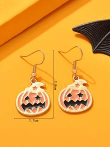 Halloween Pumpkin Drop Earrings - Multicolor - View 3