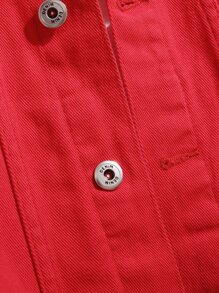 Manfinity EMRG Áo khoác Denim Nam Bị tách màu trơn Giải trí - Đỏ - Xem 6