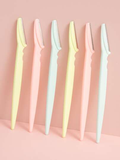 HJP MOKXIC ماكرو لحواجب وحلاقة، 6 قطع ماكينة حلاقة وحك الحواجب من الفولاذ المقاوم للصدأ للرجال والنساء، مخصصة للحواجب والحلاقة، أداة تجميل للعناية والزينة والحفلات والمكياج والرخيصة وديكور الغرفة والمرافق والسفر وملحقات المكياج ومشرط الحواجب