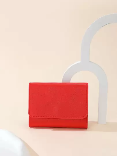 女士三折短款钱包时尚多功能 PU 手拿包适用于现金和硬币礼品配件教师礼物