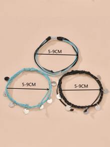 3入組唱片墜飾編織腳錬 - 彩色 - 查看 4