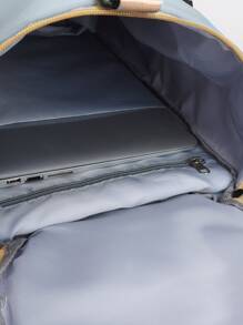 Mochila funcional de color combinado con diseño de hebilla - Gris - Ver 3