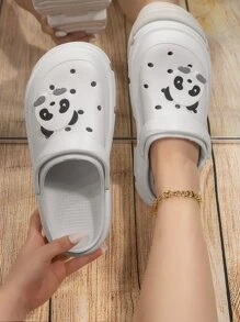 Zuecos de trabajo con estampado de dibujos animados con abertura