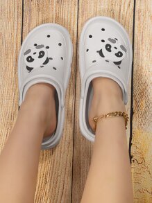 Zuecos de trabajo con estampado de dibujos animados con abertura