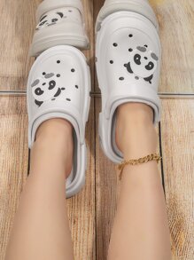 Zuecos de trabajo con estampado de dibujos animados con abertura