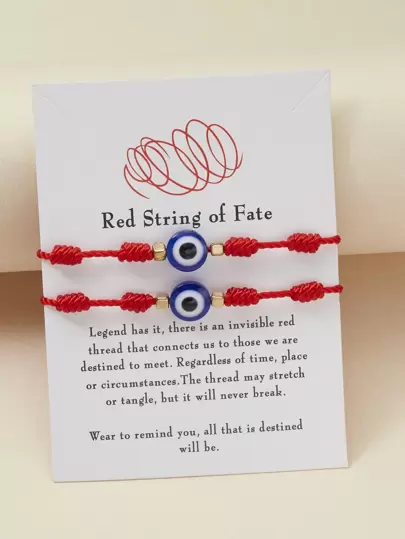 2 piezas Pulsera trenzada aojo con diseño de cuenta