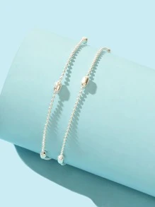 珠子裝飾腳錬 - 銀色 - 查看 3