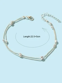 珠子裝飾腳錬 - 銀色 - 查看 4