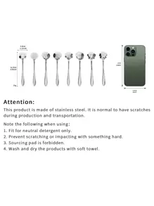 6pcs Carving Flower Random Spoon - Silver - View 3