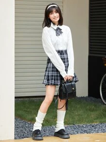 Muchica 格紋百褶半身裙