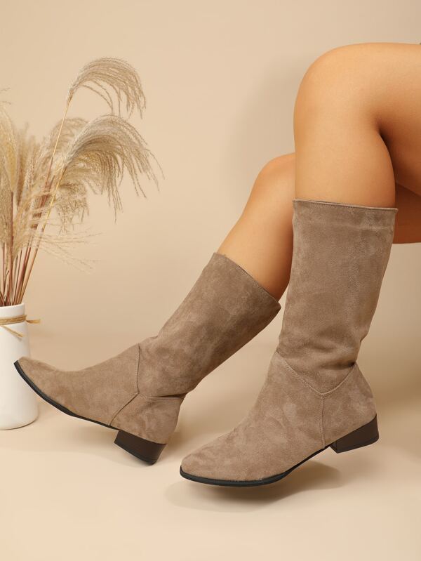 Minimalist SlipOn Faux Suede Sock Boots SHEIN USA