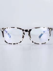 1 Pair Unisex PC Frame Square Clear Lens Glasses, Suitable For Office & Reading - Clear - View 2