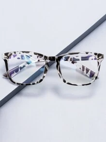 1 Pair Unisex PC Frame Square Clear Lens Glasses, Suitable For Office & Reading - Clear - View 3