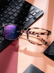 1 Pair Unisex PC Frame Square Clear Lens Glasses, Suitable For Office & Reading - Clear - View 4