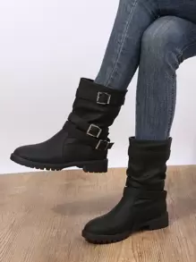 Fall/Winter Women's Fashion Casual Flat Short Ankle Boots Comfortable Black Shoes - Black - View 1