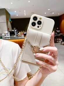 Crossbody Bag Decor Phone Case - Beige - View 5