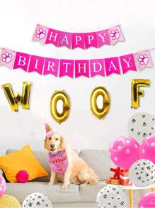 Bộ đồ ăn mừng sinh nhật vật nuôi 8 mảnh - Màu Hồng Tươi - Xem 2