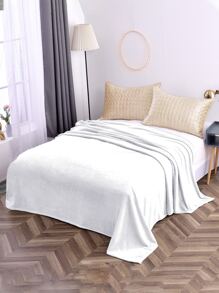 1pc Solid Color Blanket,Solid Color Flannel Blanket For Bed & Sofa, Soft Throw Blanket, Warm Bedding, Home Decor - White - View 1